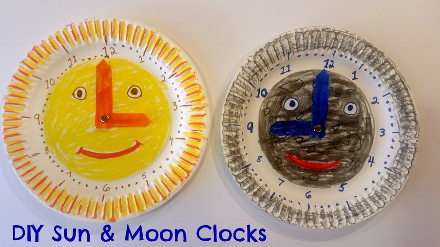 Sun and Moon Paper Plate Clock Craft